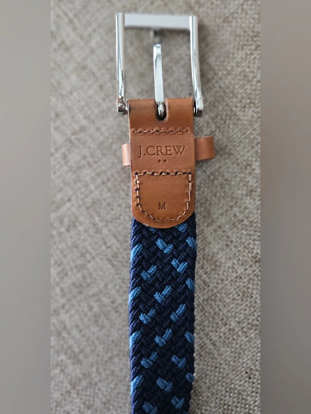 J. Crew Factory Navy and Light Blue Woven Stretch Belt Size M